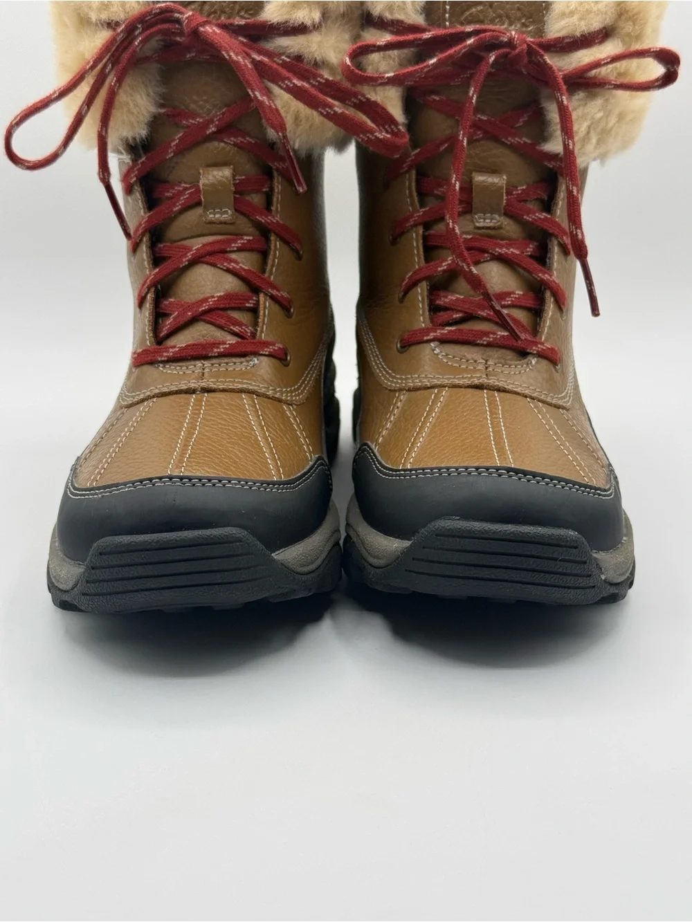 Clarks Mazlan Arctic Cozy Tan Leather Fur-Lined Boots Size 8